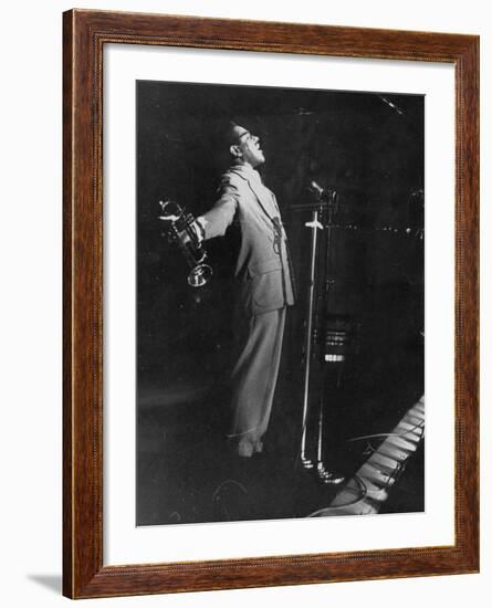 Dizzy Gillespie Singing in Nightclub-null-Framed Premium Photographic Print