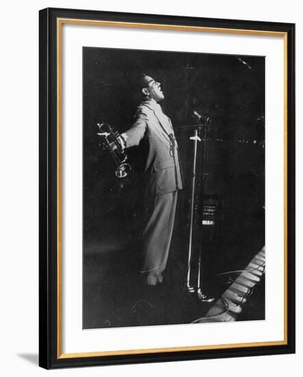 Dizzy Gillespie Singing in Nightclub-null-Framed Premium Photographic Print