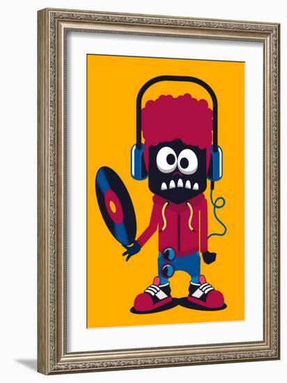 Dj Monster Vector Design-braingraph-Framed Art Print