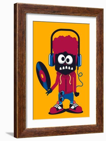 Dj Monster Vector Design-braingraph-Framed Art Print