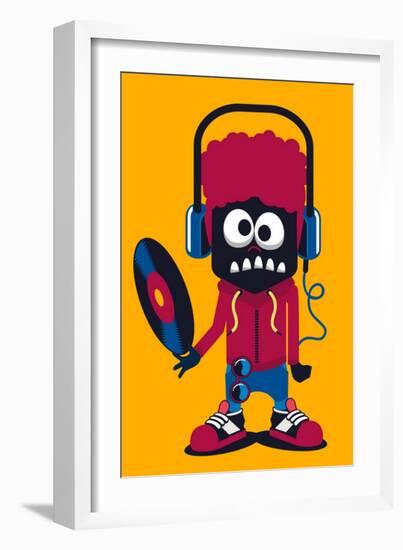 Dj Monster Vector Design-braingraph-Framed Art Print