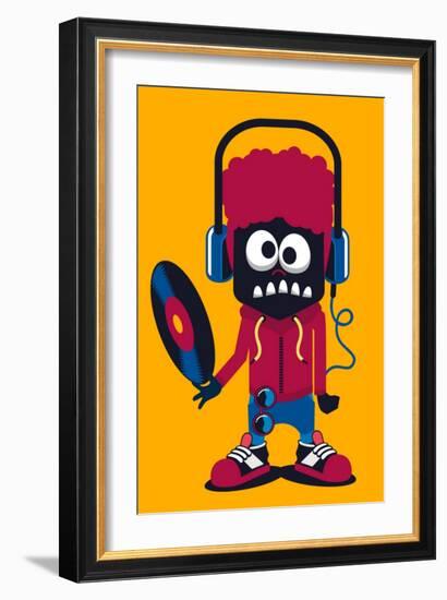 Dj Monster Vector Design-braingraph-Framed Art Print