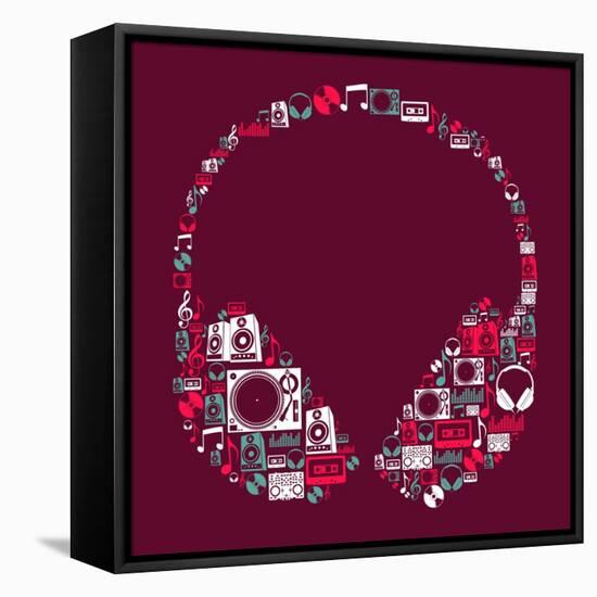 Dj Music Icon Set in Headphone Shape-Cienpies Design-Framed Stretched Canvas