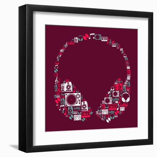 Dj Music Icon Set in Headphone Shape-Cienpies Design-Framed Art Print