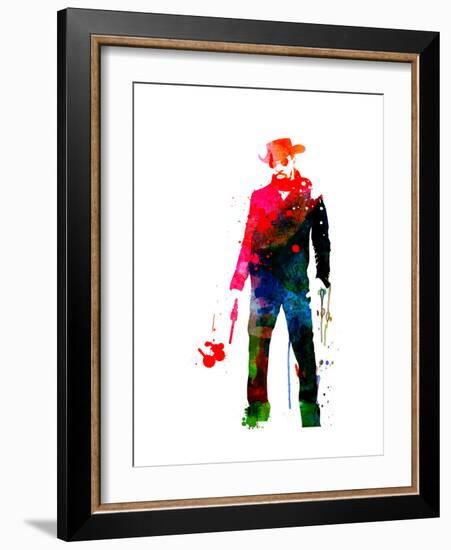 Django with a Gun Watercolor-Lora Feldman-Framed Premium Giclee Print