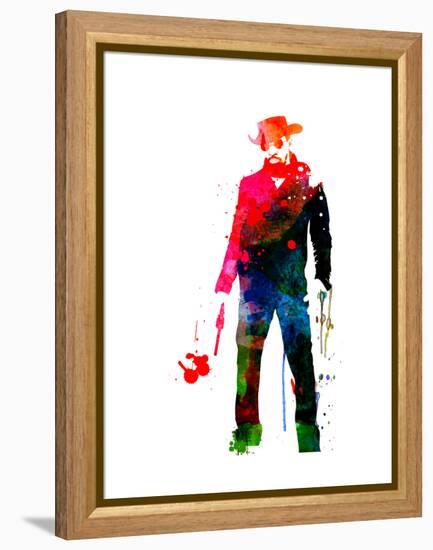 Django with a Gun Watercolor-Lora Feldman-Framed Stretched Canvas