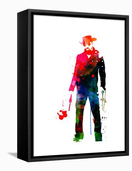 Django with a Gun Watercolor-Lora Feldman-Framed Stretched Canvas