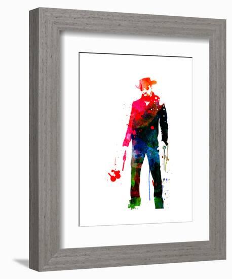 Django with a Gun Watercolor-Lora Feldman-Framed Art Print