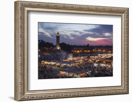 Djemaa El Fna Square and Koutoubia Mosque at Sunset-Stephen Studd-Framed Photographic Print