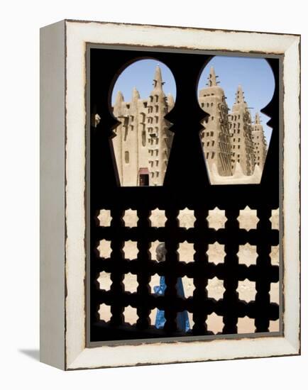 Djenné, the Great Mosque of Djenné from a Traditional Moroccan-Style Latticed Window, Mali-Nigel Pavitt-Framed Premier Image Canvas