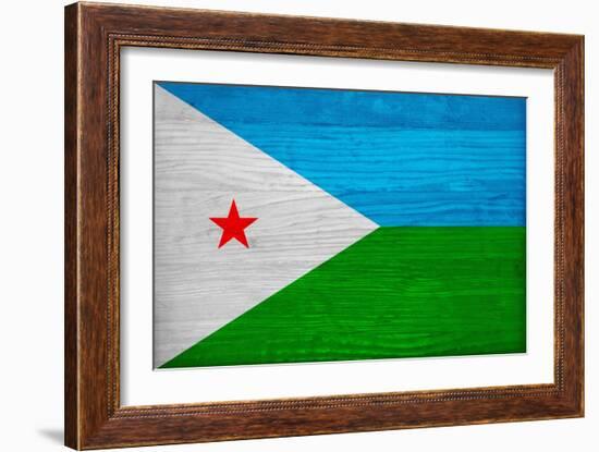 Djibouti Flag Design with Wood Patterning - Flags of the World Series-Philippe Hugonnard-Framed Premium Giclee Print