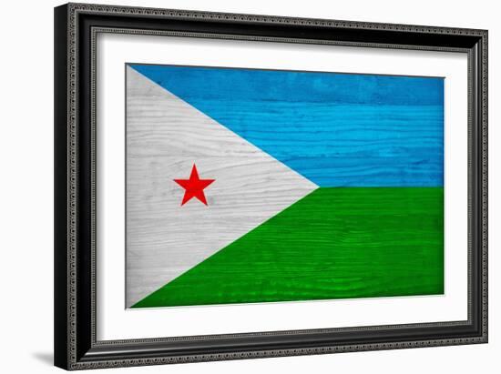 Djibouti Flag Design with Wood Patterning - Flags of the World Series-Philippe Hugonnard-Framed Premium Giclee Print