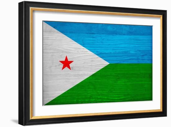 Djibouti Flag Design with Wood Patterning - Flags of the World Series-Philippe Hugonnard-Framed Premium Giclee Print