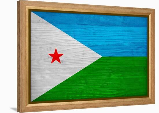 Djibouti Flag Design with Wood Patterning - Flags of the World Series-Philippe Hugonnard-Framed Stretched Canvas