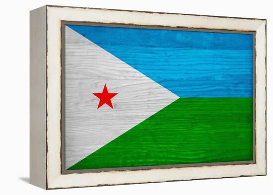 Djibouti Flag Design with Wood Patterning - Flags of the World Series-Philippe Hugonnard-Framed Stretched Canvas