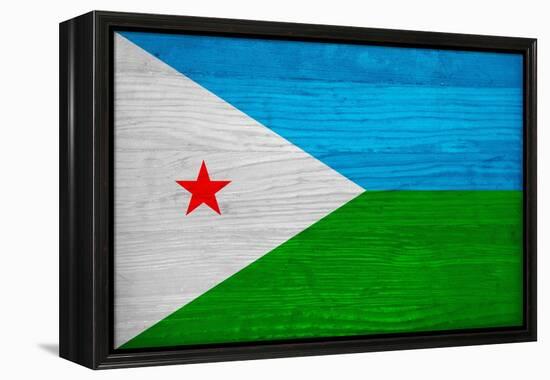 Djibouti Flag Design with Wood Patterning - Flags of the World Series-Philippe Hugonnard-Framed Stretched Canvas