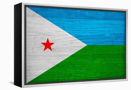 Djibouti Flag Design with Wood Patterning - Flags of the World Series-Philippe Hugonnard-Framed Stretched Canvas