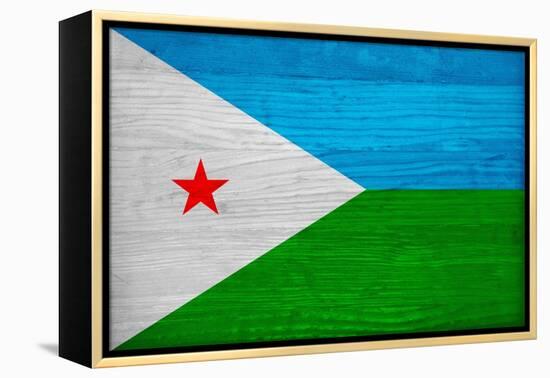 Djibouti Flag Design with Wood Patterning - Flags of the World Series-Philippe Hugonnard-Framed Stretched Canvas