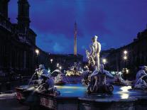 Fountains in the Piazza Navona at Night-Dmitri Kessel-Photographic Print