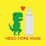 Need More Hugs T-Rex and Skyscraper-dmitriylo-Framed Premium Giclee Print