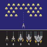 Pixel Art Style Space War and Spaceship Game Upgrades Vector Set-dmitriylo-Art Print