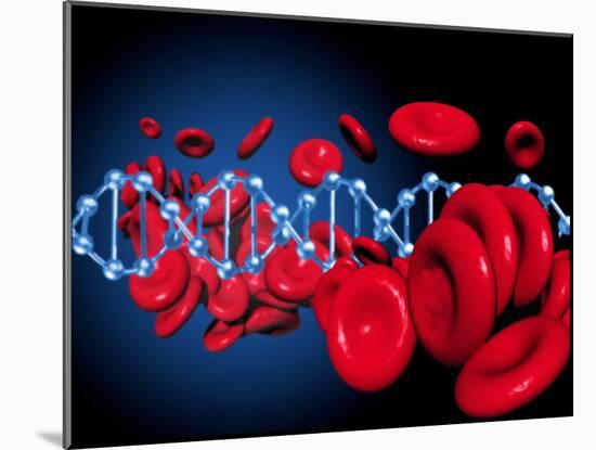 DNA And Red Blood Cells-Victor Habbick-Mounted Photographic Print