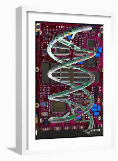 DNA Helix on Circuit Board-Christian Darkin-Framed Photographic Print