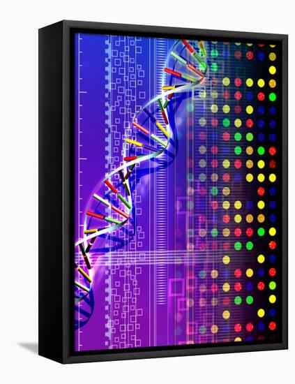 DNA Microarray And Double Helix-PASIEKA-Framed Premier Image Canvas