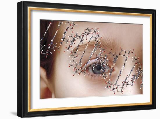 DNA Molecule Over Young Child's Face-Victor De Schwanberg-Framed Photographic Print