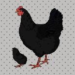 Realistic Black Chicken and Baby Chick Side View-dNaya-Framed Art Print