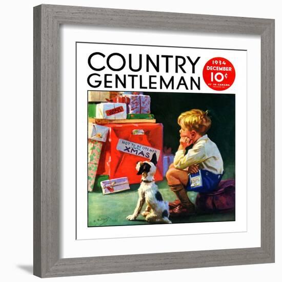 "Do Not Open Until Christmas," Country Gentleman Cover, December 1, 1934-Henry Hintermeister-Framed Giclee Print