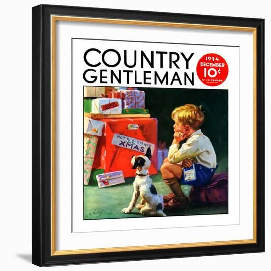 "Do Not Open Until Christmas," Country Gentleman Cover, December 1, 1934-Henry Hintermeister-Framed Giclee Print