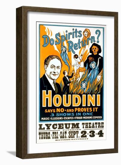 Do Spirits Return, Houdini Poster-null-Framed Art Print