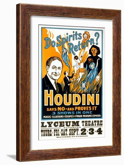 Do Spirits Return, Houdini Poster-null-Framed Art Print