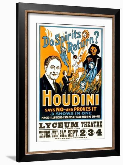 Do Spirits Return, Houdini Poster-null-Framed Art Print