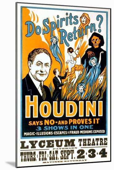 Do Spirits Return, Houdini Poster-null-Mounted Art Print