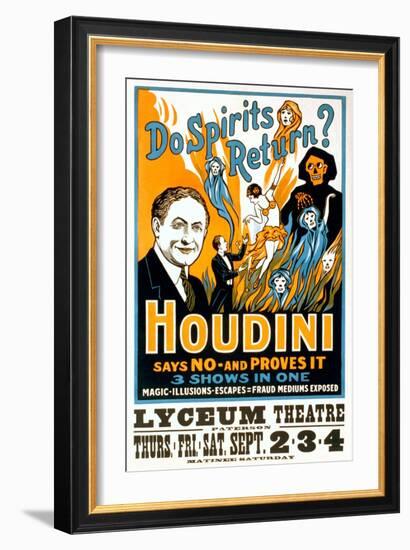 Do Spirits Return, Houdini Poster-null-Framed Art Print