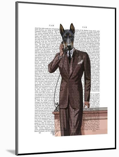 Doberman on Phone-Fab Funky-Mounted Art Print