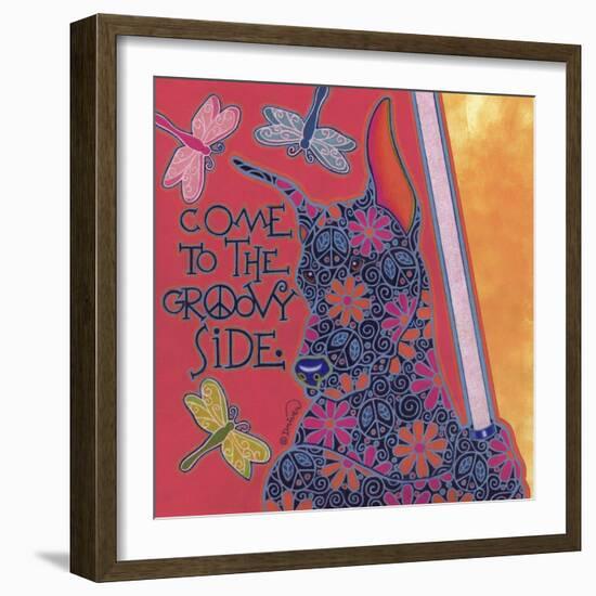 Doberman Pinscher (Come to the Groovy Side)-Denny Driver-Framed Giclee Print