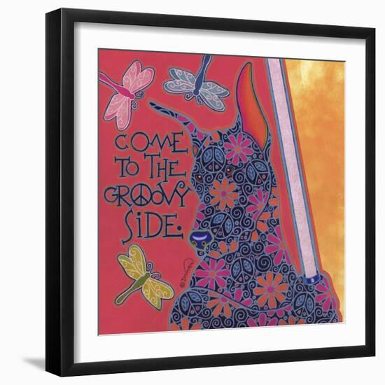 Doberman Pinscher (Come to the Groovy Side)-Denny Driver-Framed Giclee Print