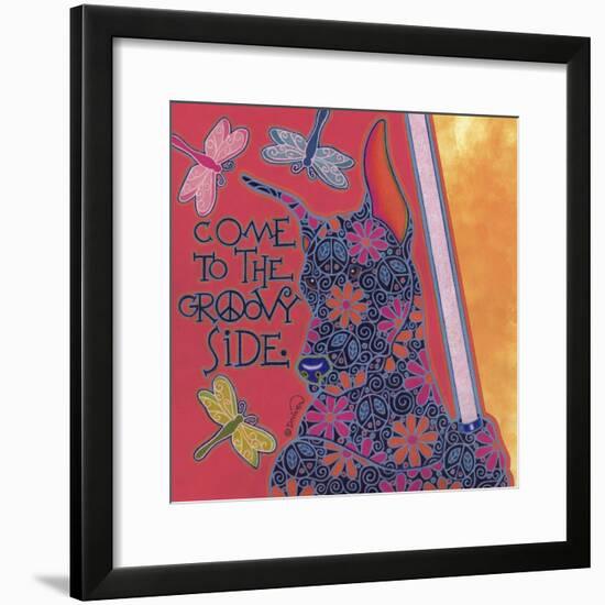 Doberman Pinscher (Come to the Groovy Side)-Denny Driver-Framed Giclee Print