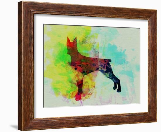 Doberman Pinscher Watercolor-NaxArt-Framed Art Print