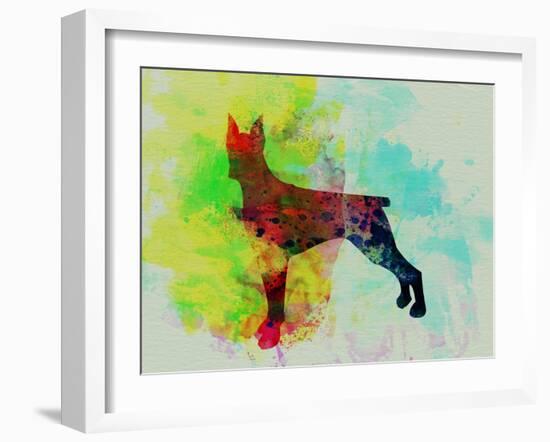 Doberman Pinscher Watercolor-NaxArt-Framed Art Print