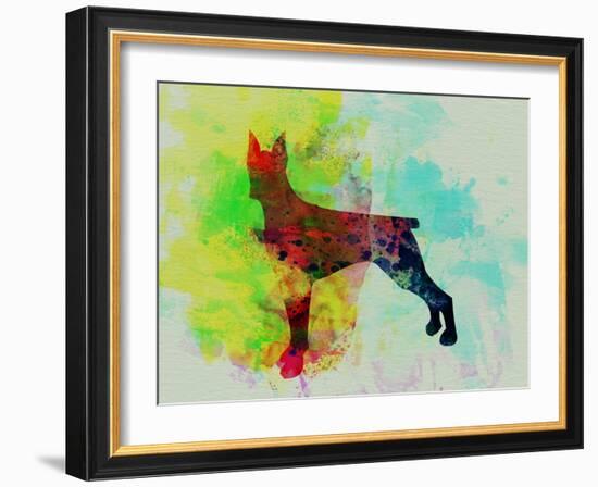 Doberman Pinscher Watercolor-NaxArt-Framed Art Print