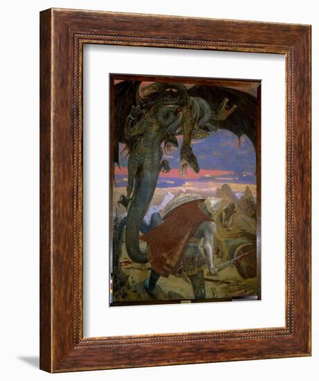 Dobrynia Nikitich Combattant Gorynych. (Dobrynya Nikitich Fought Zmey Gorynych). Legende Traditionn-Victor Mikhailovich Vasnetsov-Framed Giclee Print