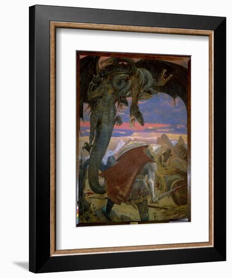 Dobrynia Nikitich Combattant Gorynych. (Dobrynya Nikitich Fought Zmey Gorynych). Legende Traditionn-Victor Mikhailovich Vasnetsov-Framed Giclee Print