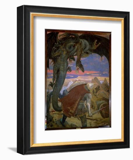 Dobrynia Nikitich Combattant Gorynych. (Dobrynya Nikitich Fought Zmey Gorynych). Legende Traditionn-Victor Mikhailovich Vasnetsov-Framed Giclee Print