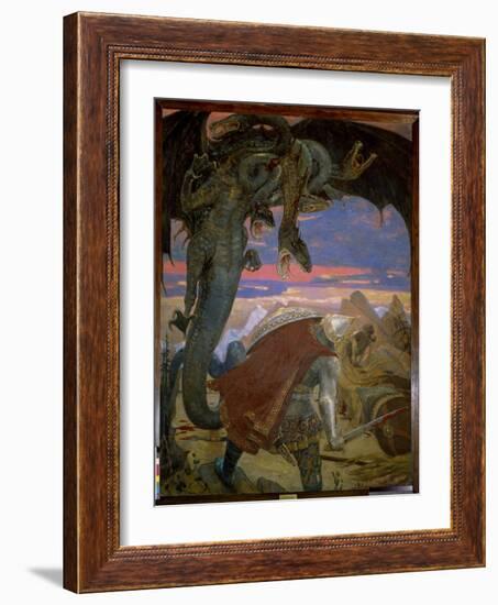 Dobrynia Nikitich Combattant Gorynych. (Dobrynya Nikitich Fought Zmey Gorynych). Legende Traditionn-Victor Mikhailovich Vasnetsov-Framed Giclee Print