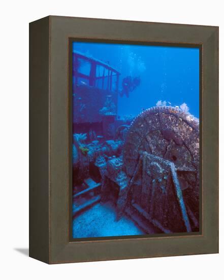 Doc Polson Wreck in the sea, Grand Cayman, Cayman Islands-null-Framed Premier Image Canvas