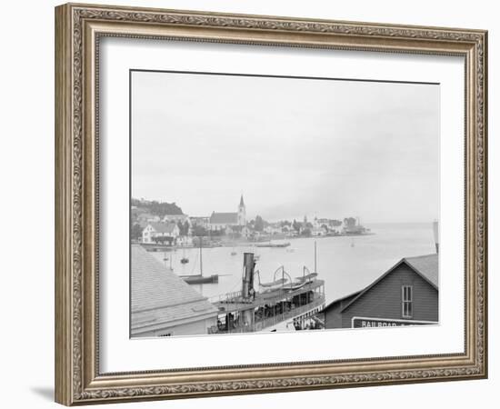 Dock and Mission Point, Mackinac Island, Mich.-null-Framed Photo